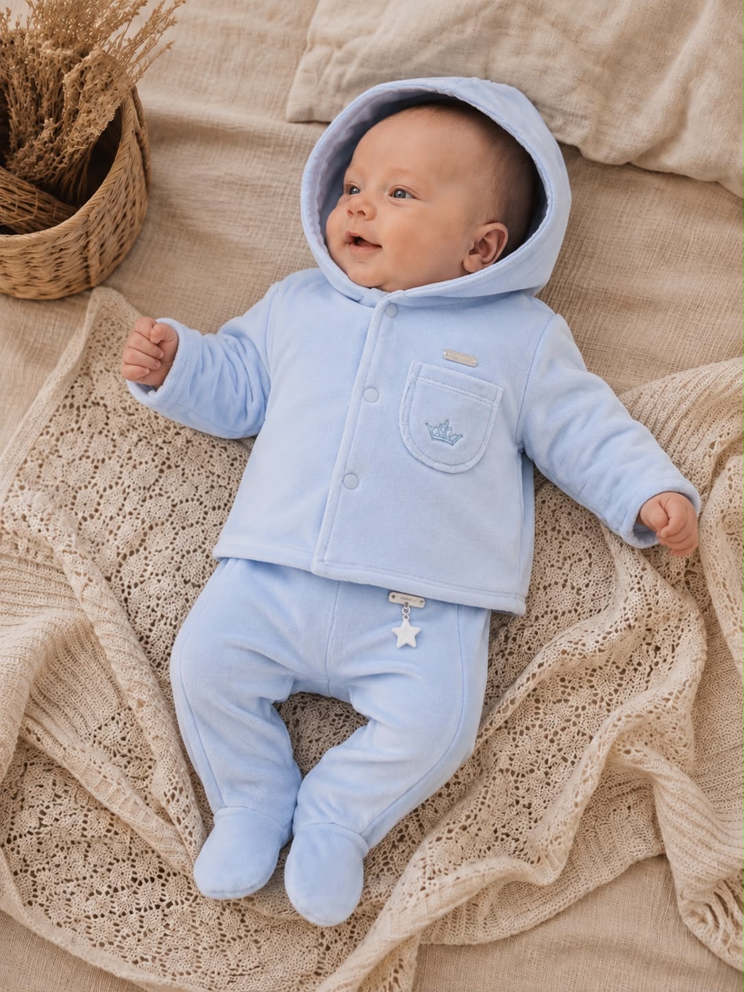 Bluesbaby velours baby jasje licht blauw