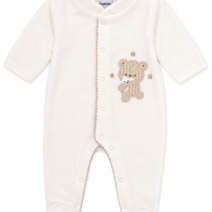 Babidu velours boxpakje ivory met beertje