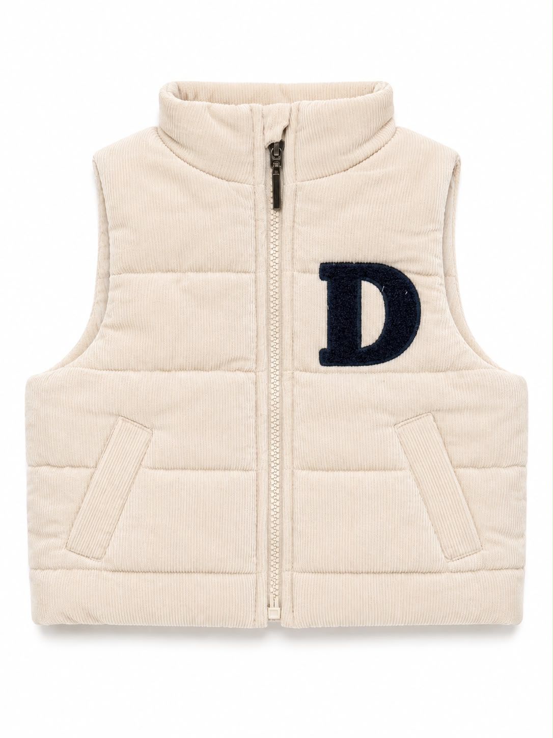Dr kid Corduroy Bodywarmer met 'D' Patch – Zand / Ecru - Afbeelding 2