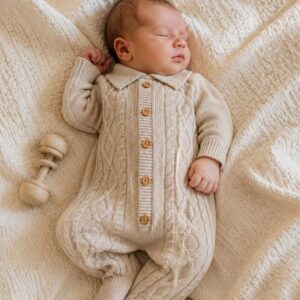 Dr kid Luxe Gebreide Baby boxpak met Kabelpatroon – Beige