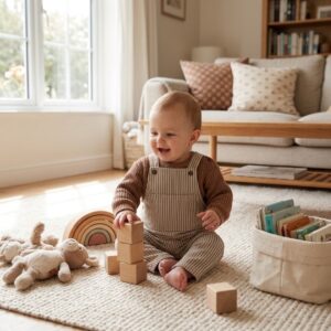 Frogs and Dogs Baby Tuinbroek - Gestreept Beige & grijs