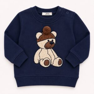 Dr. Kid Donkerblauwe Sweater met 3D Teddybeer & Pompon