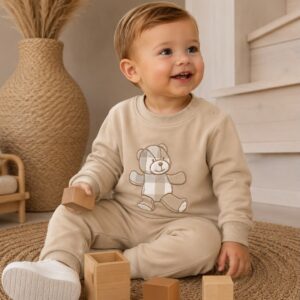Deolinda pak Beige met Teddybeer Applicatie