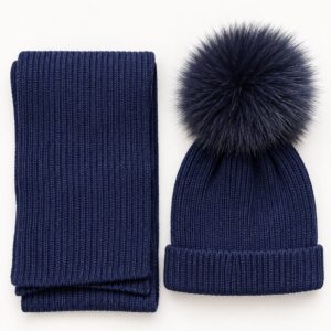 Mac Ilusion Luxe Gebreide Mutsen & Sjaals Set met Pompom