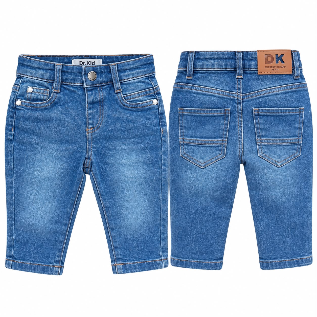Dr. Kid jeans met Drukknoop – Medium Blue Denim